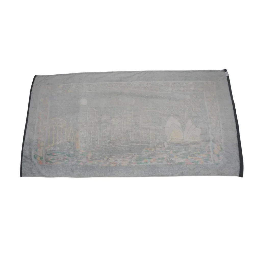 Rare Vintage 80s Ken Done Art Print Beach Towel Sydney Harbor at Night As Is